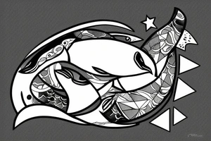Mother orca with two babies tattoo idea