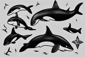 Mother orca with two babies tattoo idea