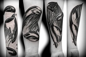 Mother orca with two babies tattoo idea