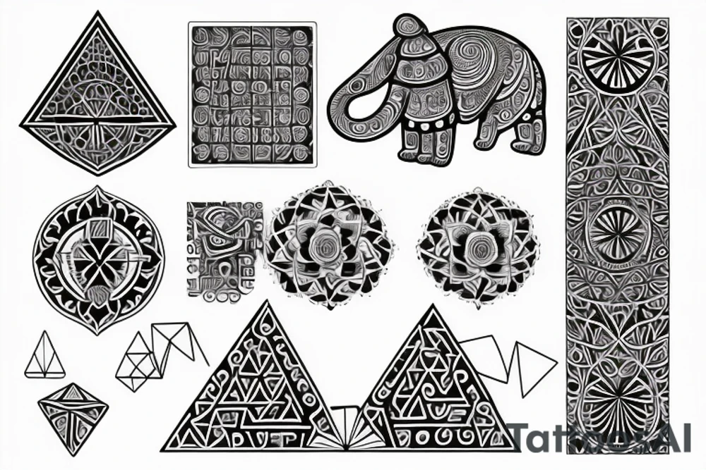 Sacred geometry, Ganesh, paw, planks constant, dotted lines, magnetism tattoo idea