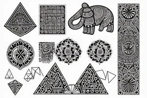 Sacred geometry, Ganesh, paw, planks constant, dotted lines, magnetism tattoo idea
