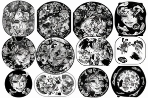 A broken plate with paintings on it tattoo idea