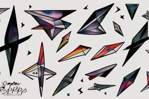 Paper plane moving forward with heaper speed trough space tattoo idea