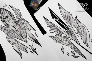Paper plane moving forward with heaper speed trough space tattoo idea