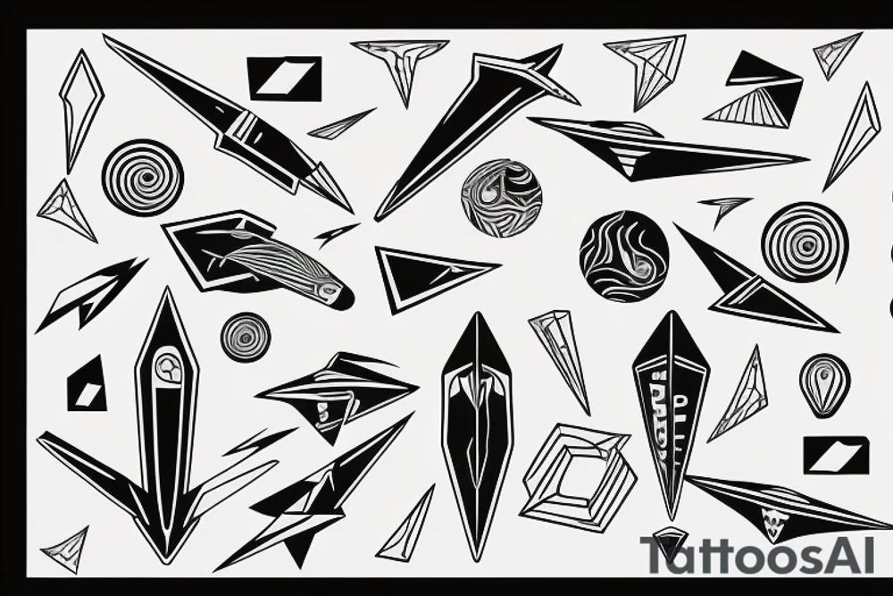 Paper plane moving forward with heaper speed trough space tattoo idea