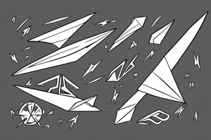 Paper plane moving forward with heaper speed trough space tattoo idea