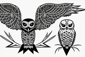 triangle snowy owl with skull tattoo idea