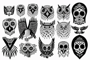 triangle snowy owl with skull tattoo idea