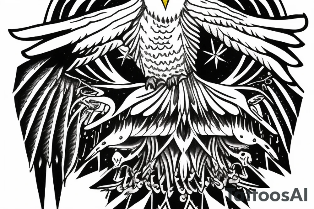 triangle snowy owl with skull tattoo idea
