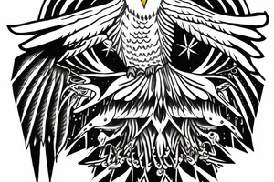 triangle snowy owl with skull tattoo idea
