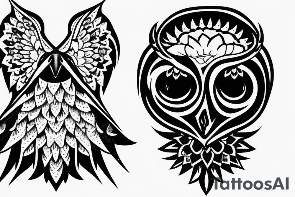 triangle snowy owl with skull tattoo idea