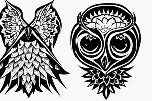 triangle snowy owl with skull tattoo idea