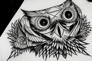 triangle snowy owl with skull inside a triangle tattoo idea