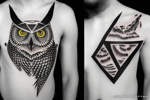 triangle snowy owl with skull inside a triangle tattoo idea