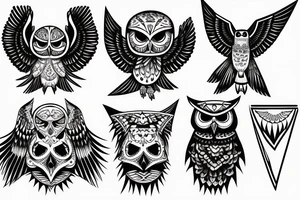 triangle snowy owl with skull inside a triangle tattoo idea