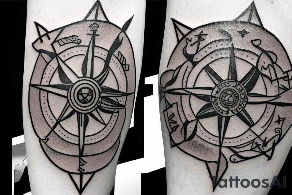 Viking compass with assassin creed symbol tattoo idea