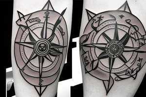 Viking compass with assassin creed symbol tattoo idea