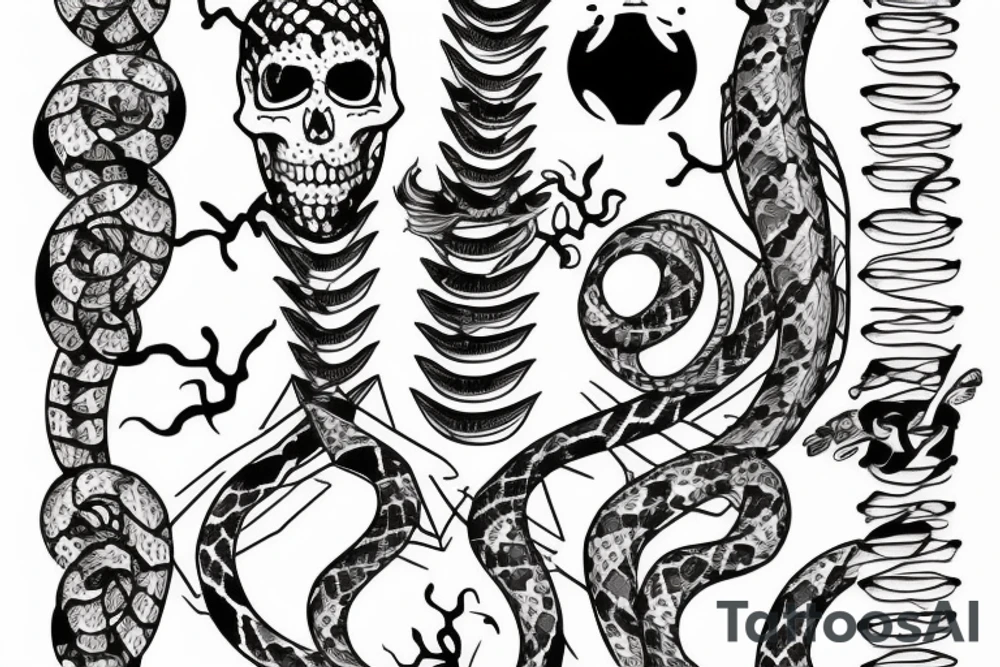 Hourglass, Snake, Skeleton tattoo idea