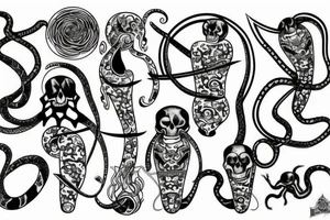 Hourglass, Snake, Skeleton tattoo idea
