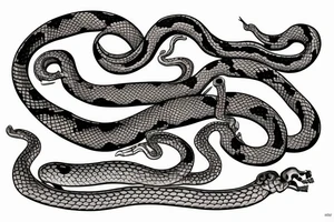 Skeleton holding a scale wrapped in a snake tattoo idea
