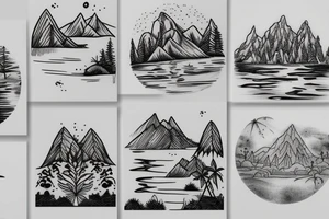 Water lily  trees and mountains tattoo idea