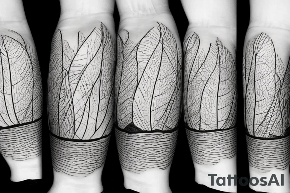 Water lily  trees and mountains tattoo idea