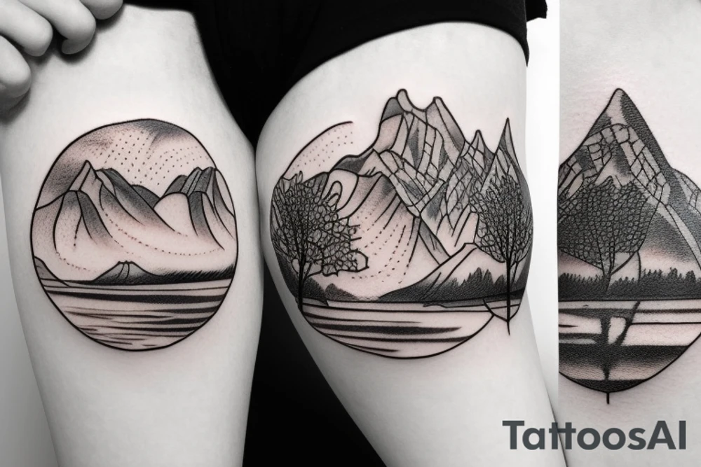 Water lily  trees and mountains tattoo idea