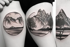 Water lily  trees and mountains tattoo idea
