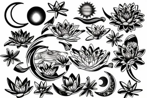 Water lily and moon tattoo idea