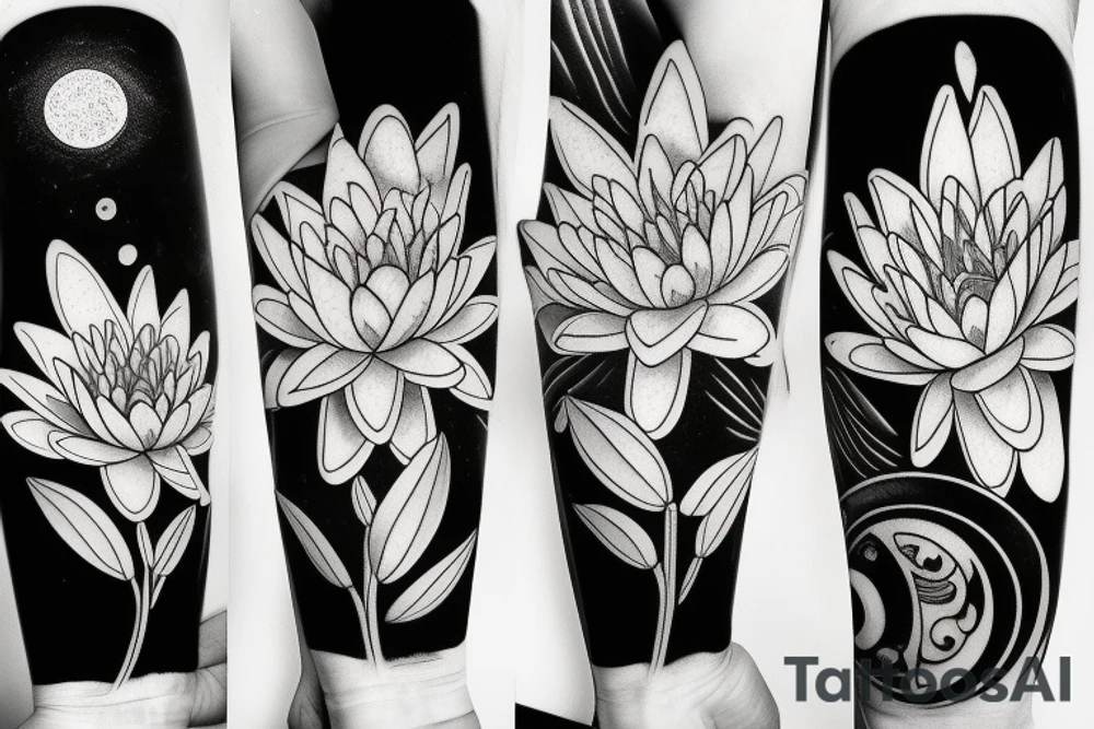 Water lily and moon tattoo idea