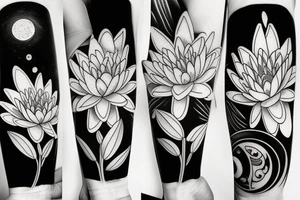 Water lily and moon tattoo idea