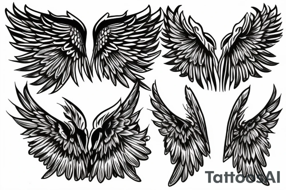 Thin wings across chest tattoo idea