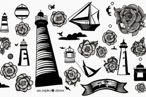 ship and lighthouse tattoo idea