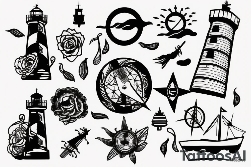 ship and lighthouse tattoo idea