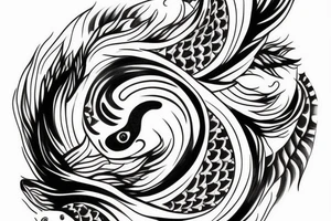 Black and white koi fish symbolizing yin yang in watercolor tattoo idea