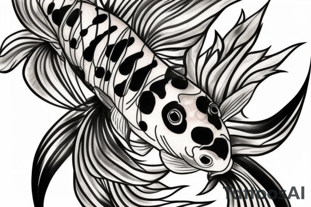 Black and white koi fish in watercolor tattoo idea
