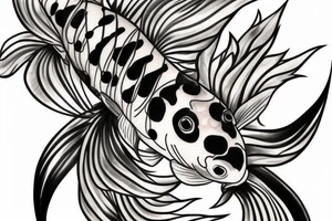 Black and white koi fish in watercolor tattoo idea