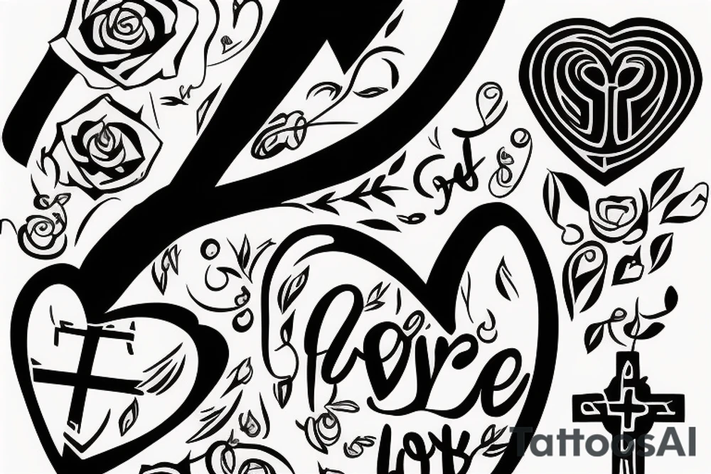 Cross Jesus heart love tattoo idea