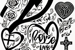 Cross Jesus heart love tattoo idea