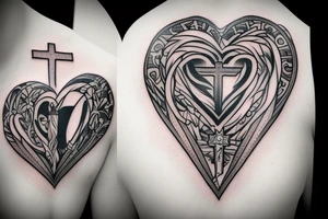 Cross Jesus heart love tattoo idea