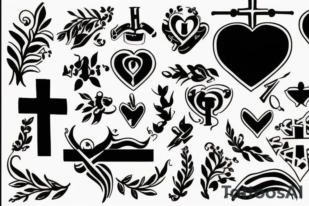 Cross Jesus heart love tattoo idea