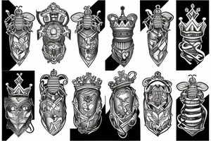 Crown cross bee tattoo idea