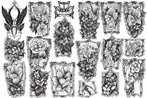 Cross with a crown and magnolia flowers tattoo idea