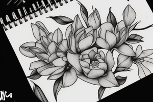 a crown and magnolia flowers tattoo idea