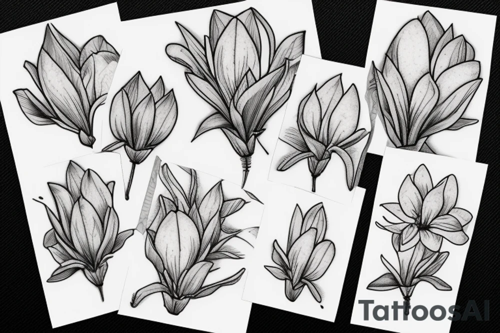 a crown and magnolia flowers tattoo idea