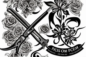 Si Vis Pacem, Para Bellum with sword and flower surrounding it tattoo idea