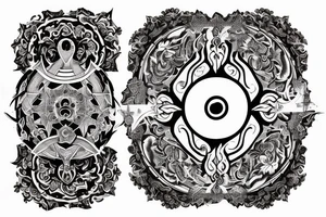 the text Si Vis Pacem, Para Bellum with sword and flower surrounding it from both sides creating like a ying yang tattoo idea