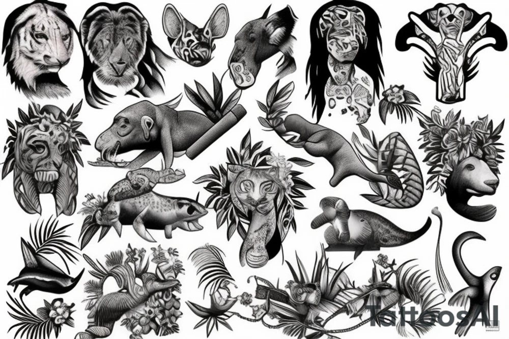 Jungle beach animals cahal pech Belize tattoo idea