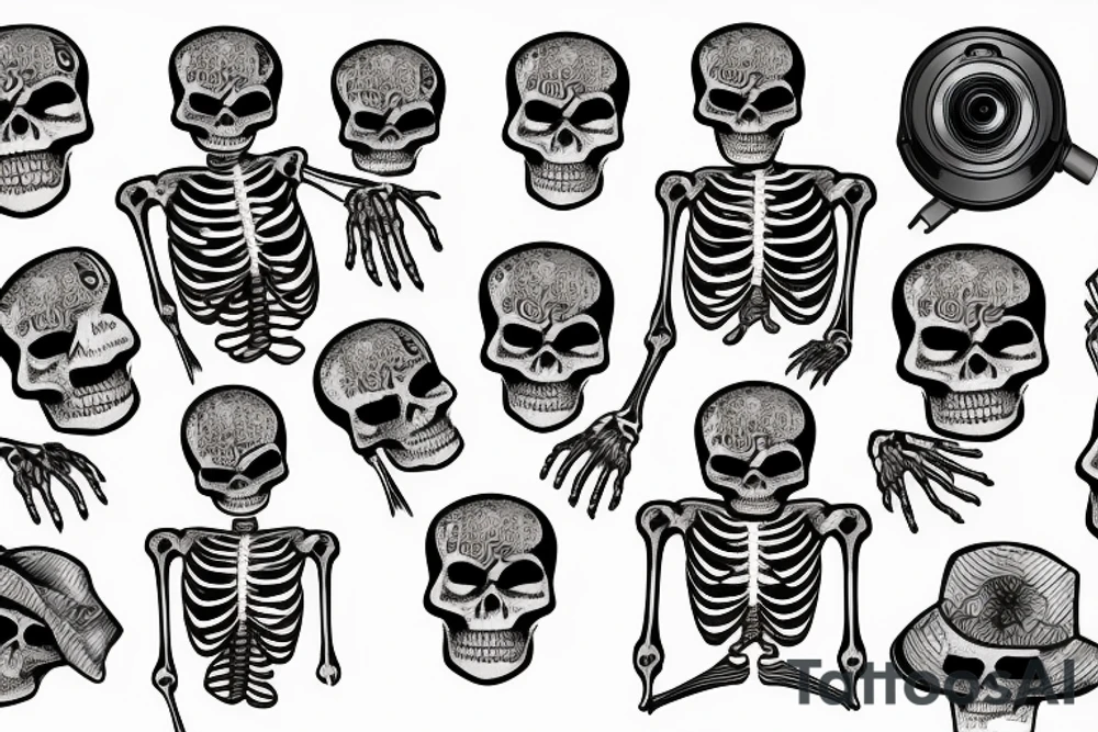 Skeleton holding a camera tattoo idea