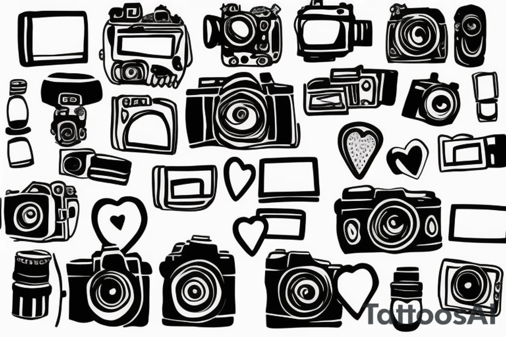 camera inside a heart tattoo idea
